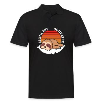 Sloth mode enabled in retro t-shirt - Men's Polo Shirt - black - Front - Kai (181cm)