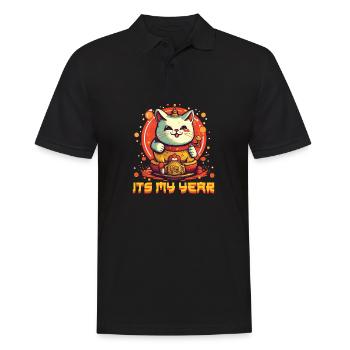Joyeux Nouvel An Chinois 2024 Chat Porte-bonheur Matching - Polo Homme - noir - Devant - Kai (181cm)