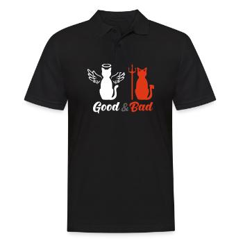 Good and Bad Cat T-Shirt - Men's Polo Shirt - black - Front - Kai (181cm)