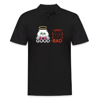 Good Cat and Bad Cat T-Shirt - Men's Polo Shirt - black - Front - Kai (181cm)