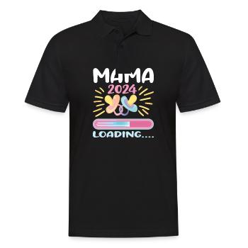 Mama 2024 werdende Mutter Schwangerschaft - Männer Poloshirt - Schwarz - Vorne - Kai (181cm)
