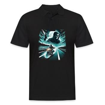 Highway Horror: Ghostly Rider & Slasher - Männer Poloshirt - Schwarz - Vorne - Kai (181cm)
