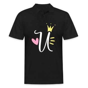 Buchstabe U Anfangsbuchstabe Krone - Männer Poloshirt - Schwarz - Vorne - Kai (181cm)