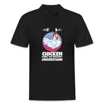 Lustiger Hühner Spruch Huhn - Männer Poloshirt - Schwarz - Vorne - Kai (181cm)