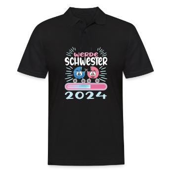 Schwester werden Schwester 2024 - Männer Poloshirt - Schwarz - Vorne - Kai (181cm)