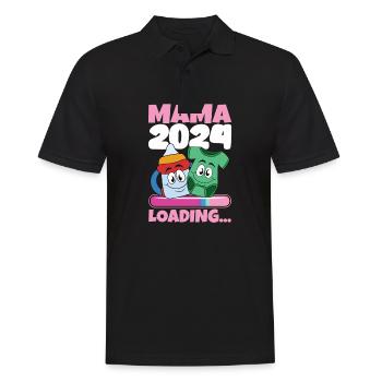 Mama 2024 werdende Mutter Schwangerschaft - Männer Poloshirt - Schwarz - Vorne - Kai (181cm)