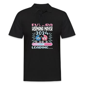 Schwester 2024 Hermana Mayor 2024 - Männer Poloshirt - Schwarz - Vorne - Kai (181cm)