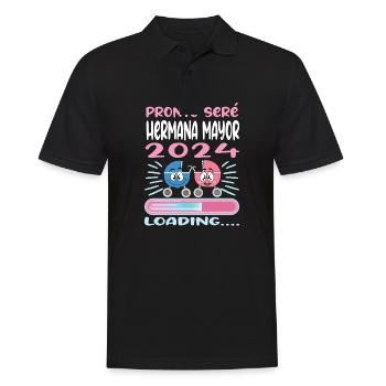 Schwester 2024 Hermana Mayor 2024 - Männer Poloshirt - Schwarz - Vorne - Kai (181cm)