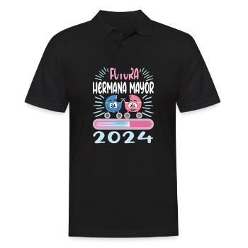 Schwester 2024 Hermana Mayor 2024 - Männer Poloshirt - Schwarz - Vorne - Kai (181cm)