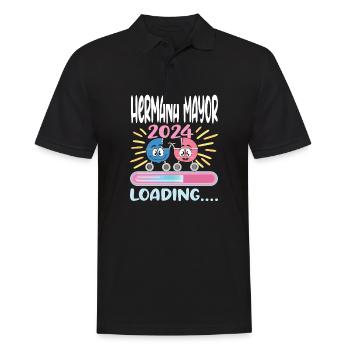 Schwester 2024 Hermana Mayor 2024 - Männer Poloshirt - Schwarz - Vorne - Kai (181cm)