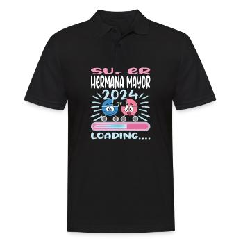 Schwester 2024 Hermana Mayor 2024 - Männer Poloshirt - Schwarz - Vorne - Kai (181cm)