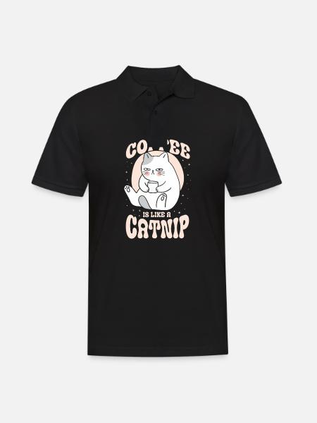 Coffee is like a catnip - Men's Polo Shirt - black