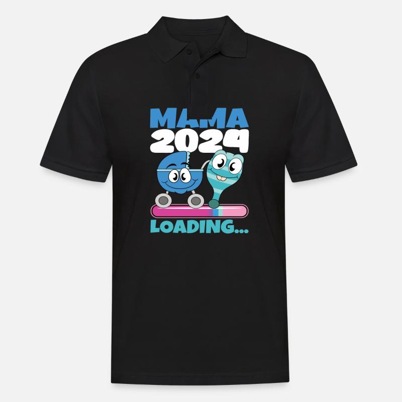 Mama 2024 werdende Mutter Schwangerschaft - Männer Poloshirt - Schwarz