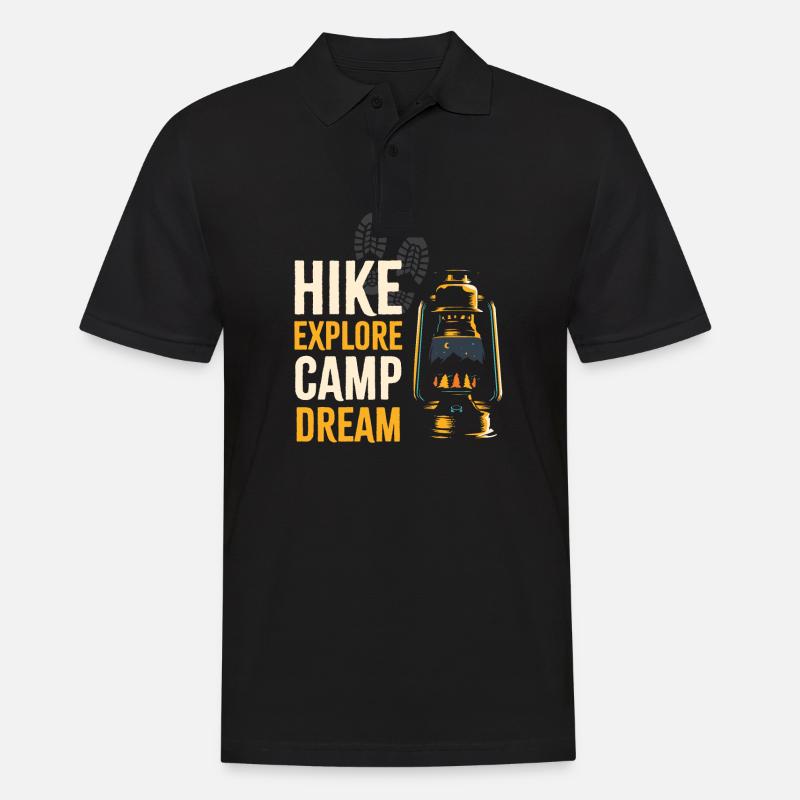 Hike explore camp dream - Männer Poloshirt - Schwarz