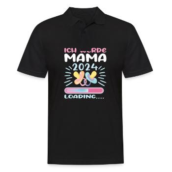 Mama 2024 werdende Mutter Schwangerschaft - Männer Poloshirt - Schwarz - Vorne - Kai (181cm)