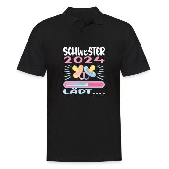 Schwester werden Schwester 2024 - Männer Poloshirt - Schwarz - Vorne - Kai (181cm)