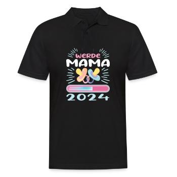 Mama 2024 werdende Mutter Schwangerschaft - Männer Poloshirt - Schwarz - Vorne - Kai (181cm)