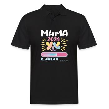 Mama 2024 werdende Mutter Schwangerschaft - Männer Poloshirt - Schwarz - Vorne - Kai (181cm)