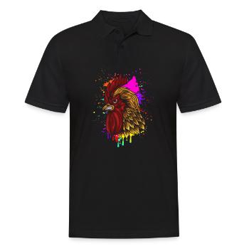 Wütender Hahn - Männer Poloshirt - Schwarz - Vorne - Kai (181cm)