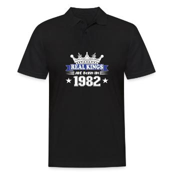 Birthday Gift 1982 Vintage 1982 - Men's Polo Shirt - black - Front - Kai (181cm)