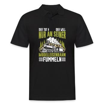 Modelleisenbahn Eisenbahn Geschenkidee - Männer Poloshirt - Schwarz - Vorne - Kai (181cm)