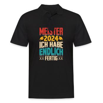 Meister 2024 Geschenk Meisterprüfung bestanden - Männer Poloshirt - Schwarz - Vorne - Kai (181cm)