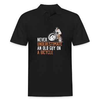 Never Underestimate An Old Guy on a Bicycle - Männer Poloshirt - Schwarz - Vorne - Kai (181cm)
