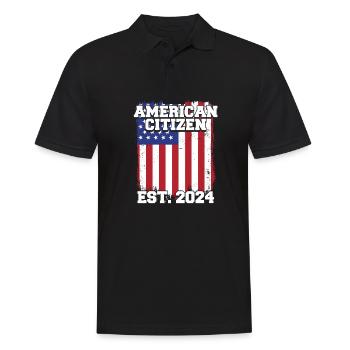 American Citizen Est 2024 US Flag Naturalized - Männer Poloshirt - Schwarz - Vorne - Kai (181cm)