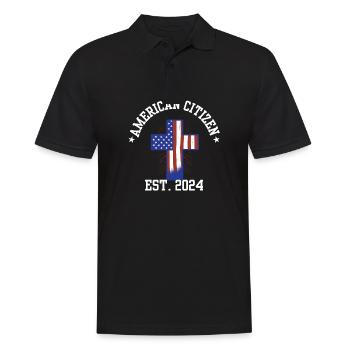 American Citizen Est 2024 US Flag Naturalized - Männer Poloshirt - Schwarz - Vorne - Kai (181cm)
