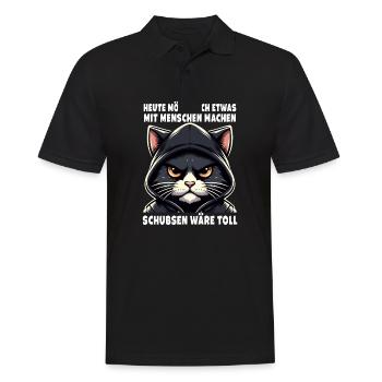 Bousculer serait un grand amoureux des chats sarcastiques - Polo Homme - noir - Devant - Kai (181cm)