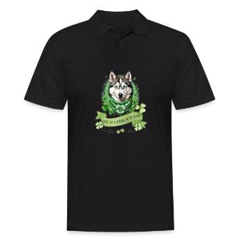 Chien husky avec Bandana de trèfle vert St. Patrick’s - Polo Homme - noir - Devant - Kai (181cm)