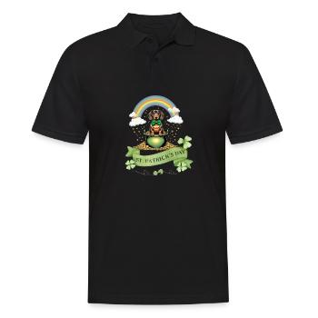 Rainbow Dachshund I Pot of Gold St. Patrick's Day - Männer Poloshirt - Schwarz - Vorne - Kai (181cm)