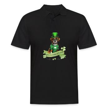 Boxer chien Saint-Patrick je chapeau vert irlandais St - Polo Homme - noir - Devant - Kai (181cm)
