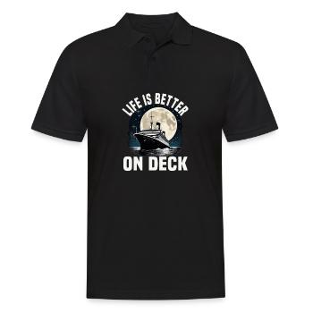 Life Is Better On Deck Cruise Ship Vacation Group - Men's Polo Shirt - black - Front - Kai (181cm)