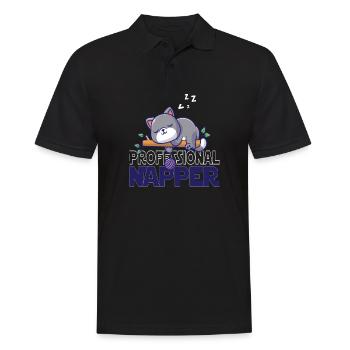 Professinonal Napper, Cat, Cats, Baby, Cats - Men's Polo Shirt - black - Front - Kai (181cm)