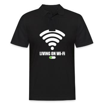 Living On Wi-Fi Wifi Wifi Saying Internet Signal - Men's Polo Shirt - black - Front - Kai (181cm)