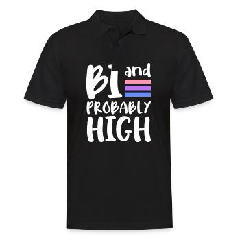 Bi and probably high Bisexual - Männer Poloshirt - Schwarz - Vorne - Kai (181cm)