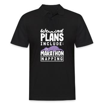 Marathon Napping Sloth Weekend Humor - Männer Poloshirt - Schwarz - Vorne - Kai (181cm)