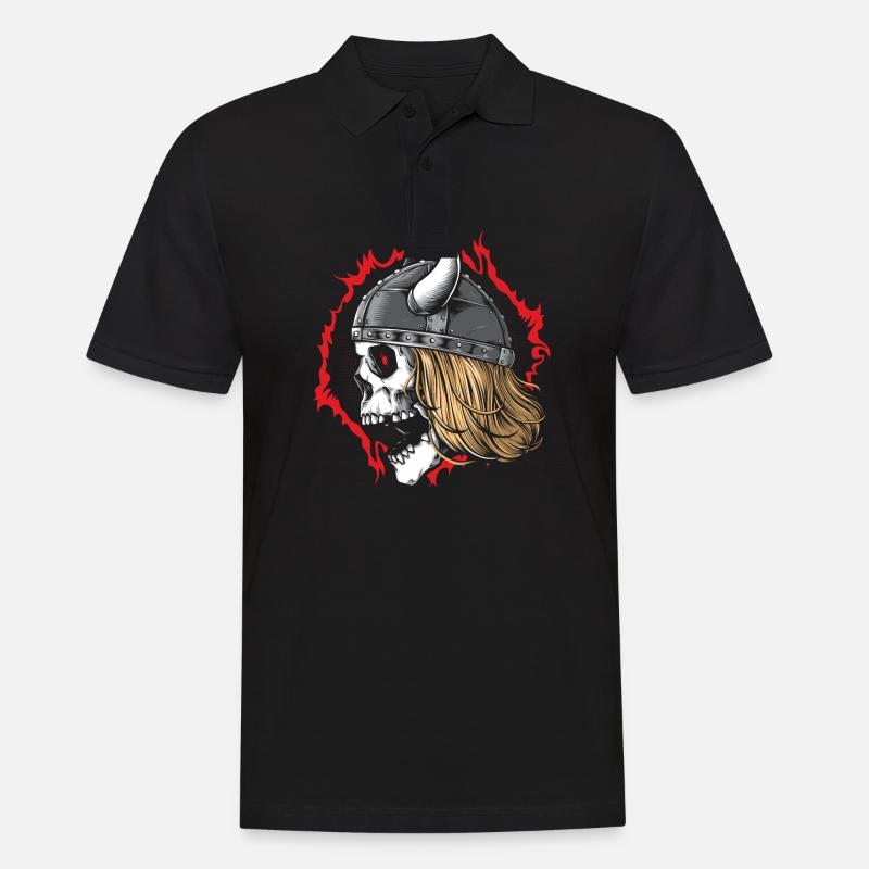 Wikinger Totenkopf-Krieger mit Helm - Männer Poloshirt - Schwarz