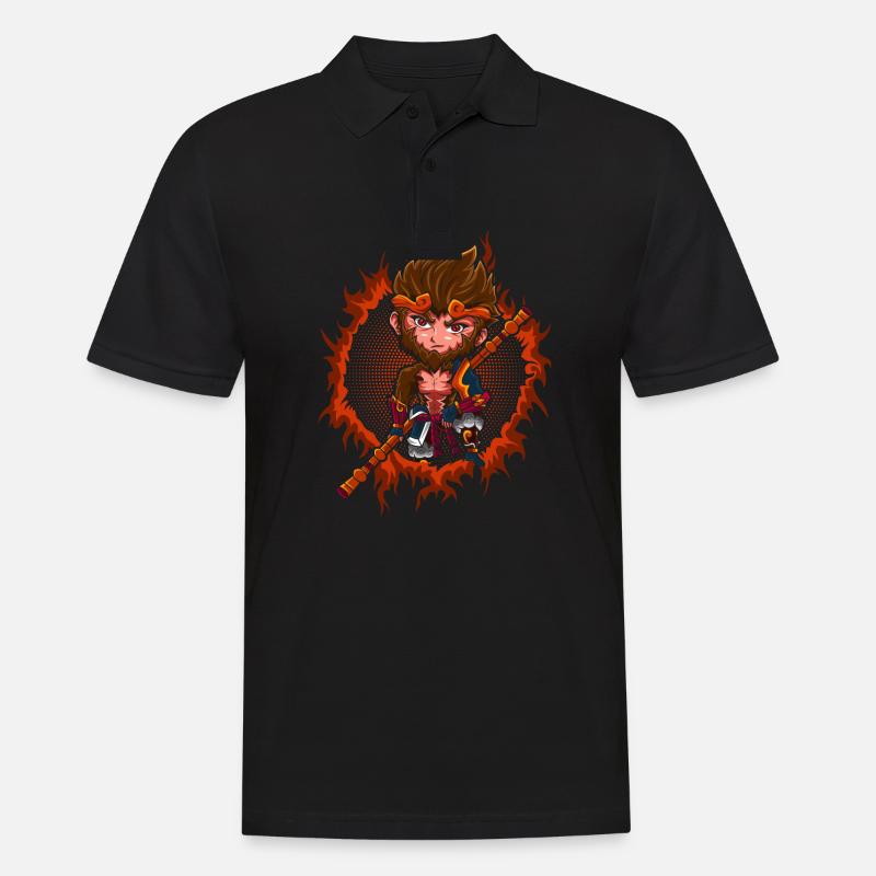 Chibi Monkey King - Männer Poloshirt - Schwarz