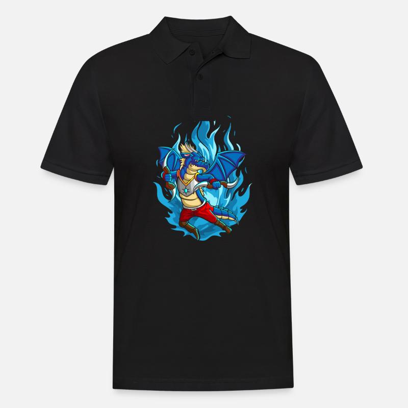Der Drache mit Bumerang - Männer Poloshirt - Schwarz