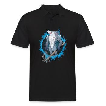 Hai-Mutant mit blauem Feuerhintergrund - Männer Poloshirt - Schwarz - Vorne - Kai (181cm)