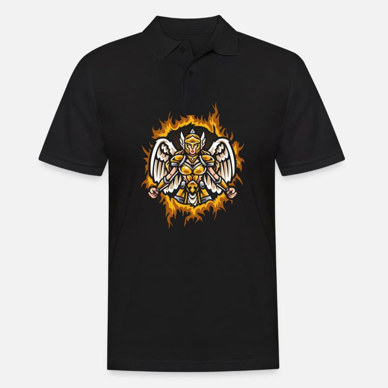 Valkyrie mit Halftone Fire Hintergrund - Männer Poloshirt - Schwarz