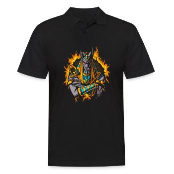 Anubis Dieu avec demi-teinte or feu - Polo Homme - noir - Devant - Kai (181cm)