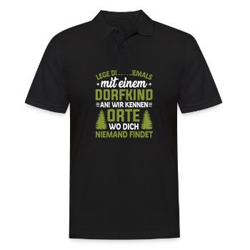 Dorfkinder Orte Bauernhof Dorfkind - Männer Poloshirt - Schwarz - Vorne - Kai (181cm)