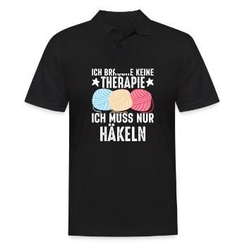 Therapie Häkeln Stricken Nähen Herren Damen - Männer Poloshirt - Schwarz - Vorne - Kai (181cm)