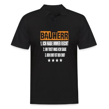 Bauherr - Männer Poloshirt - Schwarz - Vorne - Kai (181cm)