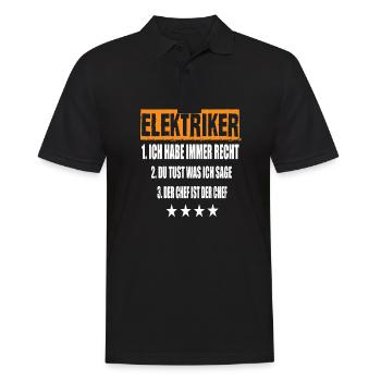 Elektriker - Männer Poloshirt - Schwarz - Vorne - Kai (181cm)