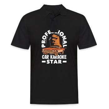 Professional Car Karaoke Star Funny Dinosaur - Men's Polo Shirt - black - Front - Kai (181cm)
