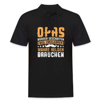 OPAS WURDEN GESCHAFFEN WEIL - Männer Poloshirt - Schwarz - Vorne - Kai (181cm)